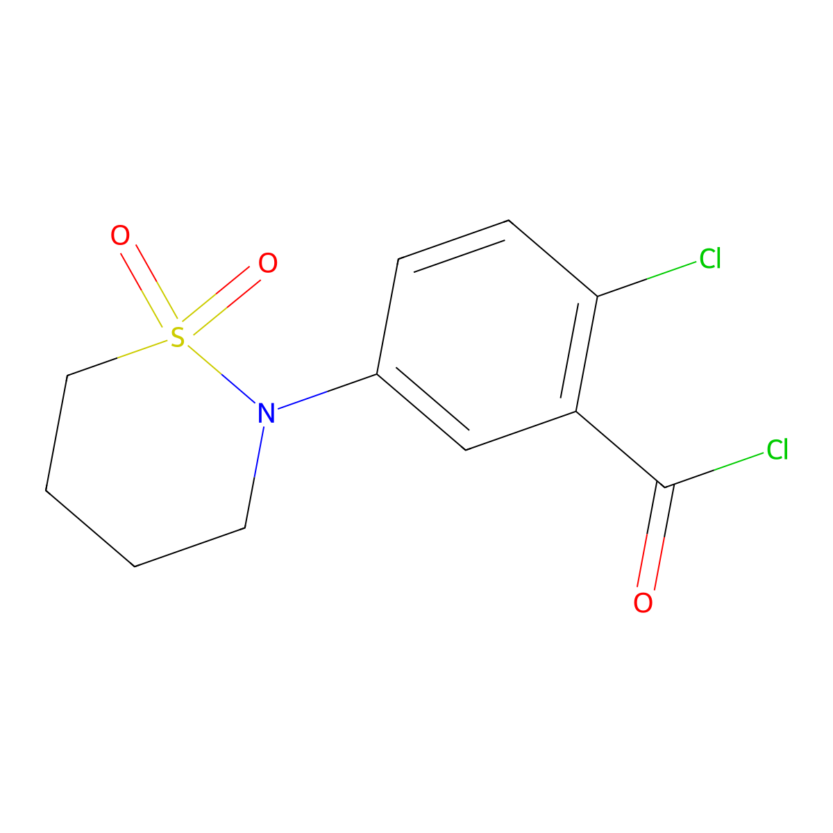 2-Chloro-5-(1,1-dioxo-1$l^{6},2-thiazinan-2-yl)benzoyl chloride molecular structure, CAS 1007654-01-4