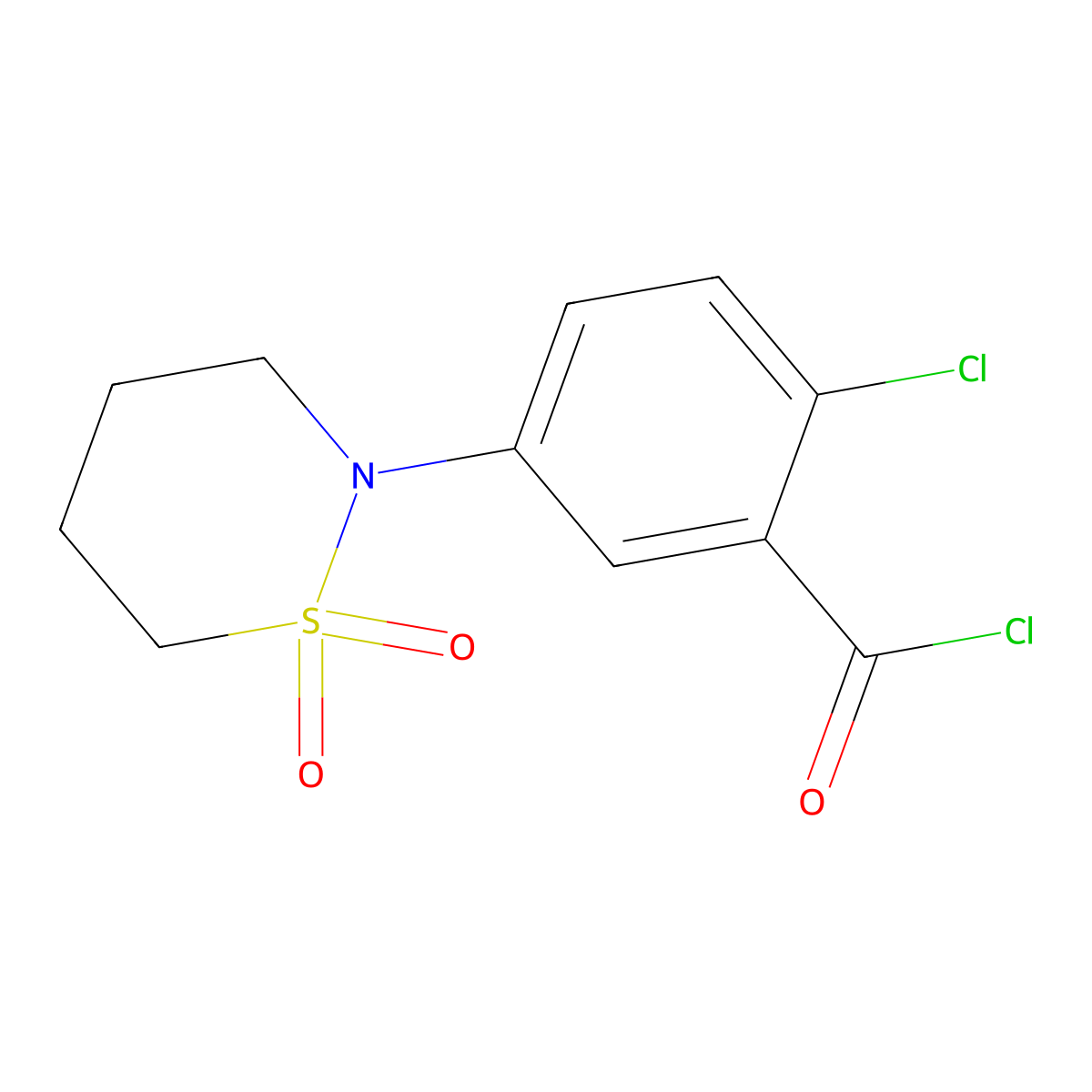 2-Chloro-5-(1,1-dioxo-1$l^{6},2-thiazinan-2-yl)benzoyl chloride molecular structure, CAS 1007654-01-4