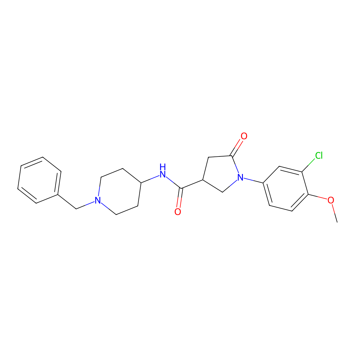 N-(1-benzylpiperidin-4-yl)-1-(3-chloro-4-methoxyphenyl)-5-oxopyrrolidine-3-carboxamide molecular structure, CAS 1007654-02-5