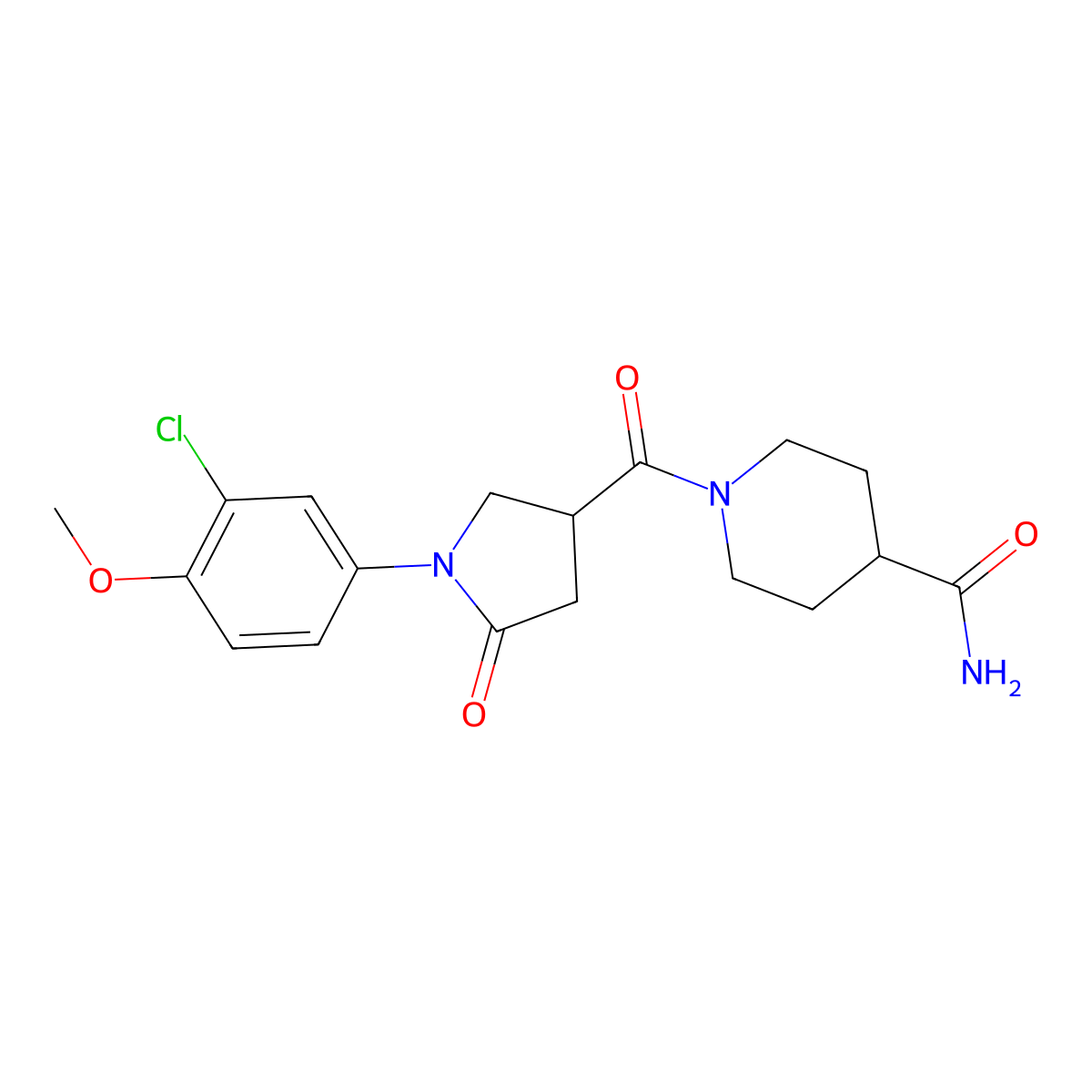 1-{[1-(3-Chloro-4-methoxyphenyl)-5-oxopyrrolidin-3-yl]carbonyl}piperidine-4-carboxamide molecular structure, CAS 1007654-12-7