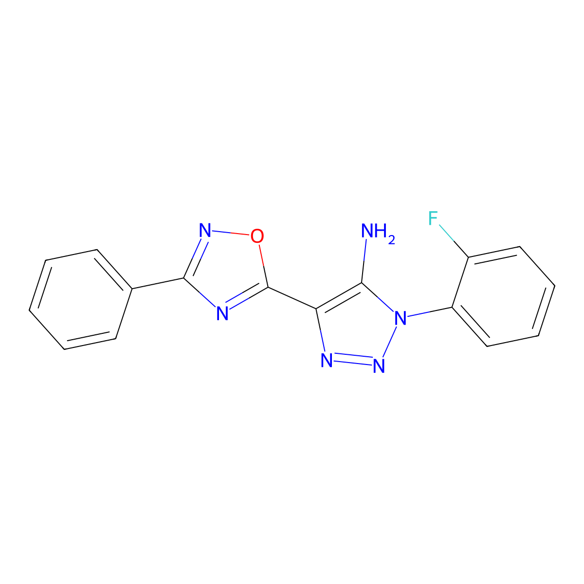 1-(2-fluorophenyl)-4-(3-phenyl-1,2,4-oxadiazol-5-yl)-1H-1,2,3-triazol-5-amine molecular structure, CAS 1007654-16-1