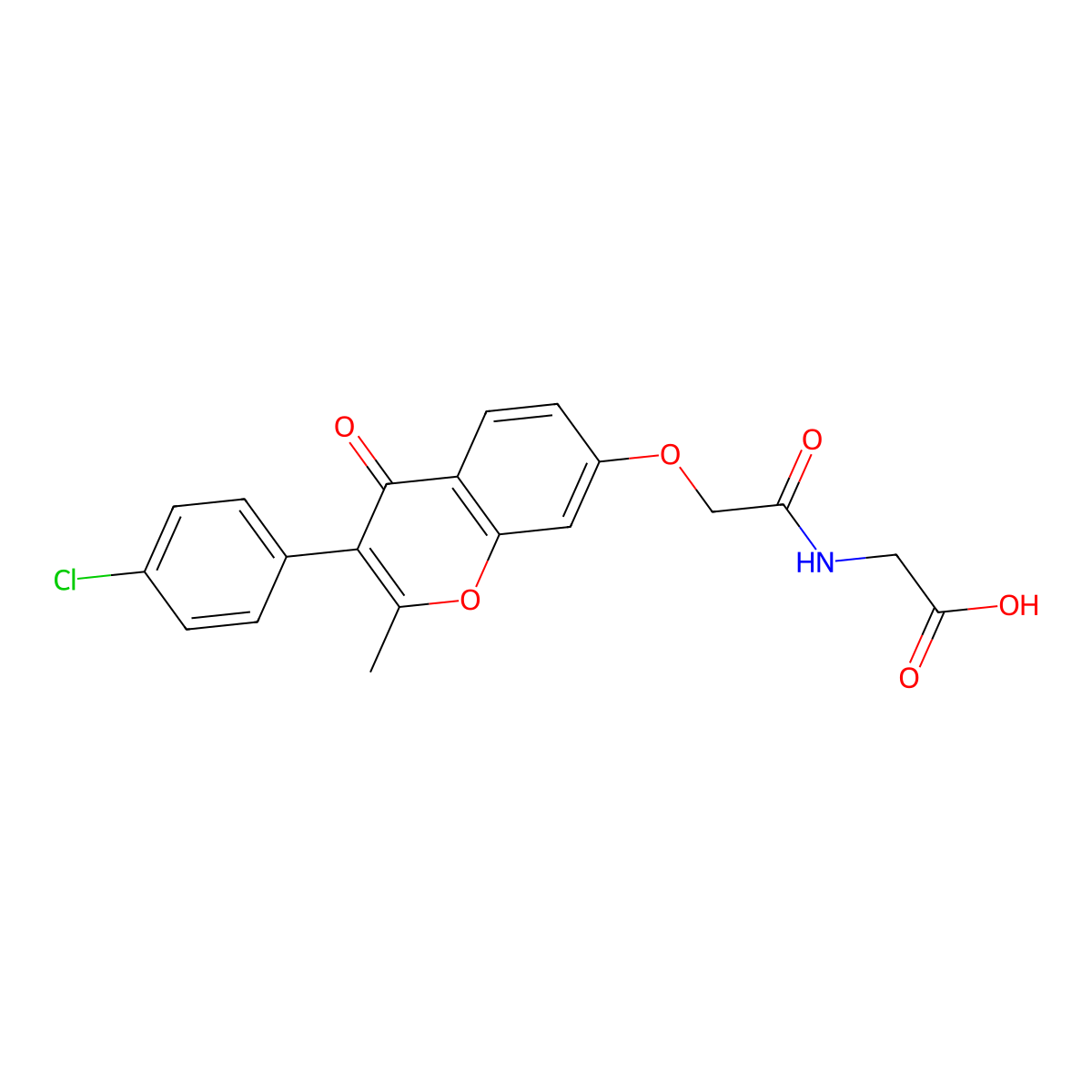 N-({[3-(4-chlorophenyl)-2-methyl-4-oxo-4H-chromen-7-yl]oxy}acetyl)glycine molecular structure, CAS 1007654-37-6