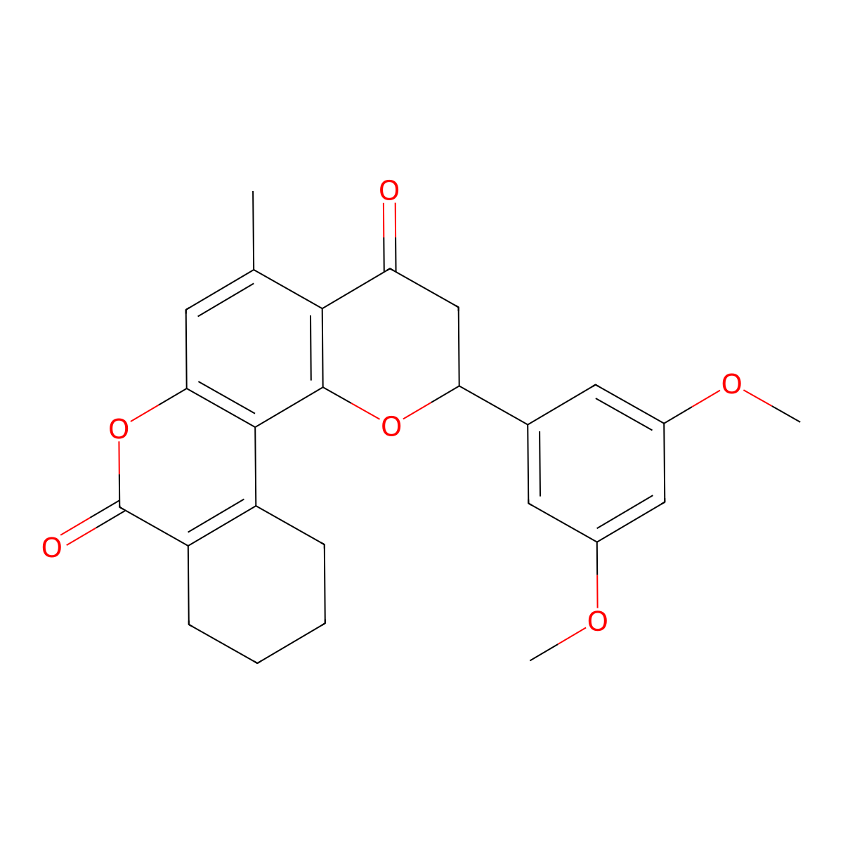 2-(3,5-dimethoxyphenyl)-5-methyl-2,3,9,10,11,12-hexahydro-4H,8H-benzo[c]pyrano[2,3-f]chromene-4,8-dione molecular structure, CAS 1007656-14-5