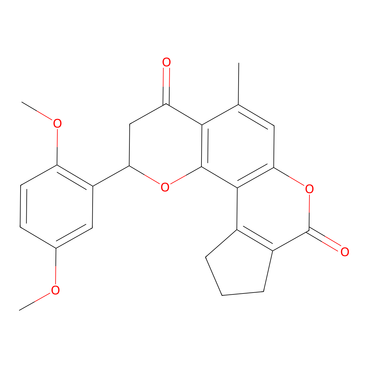 2-(2,5-dimethoxyphenyl)-5-methyl-10,11-dihydro-2H-cyclopenta[c]pyrano[2,3-f]chromene-4,8(3H,9H)-dione molecular structure, CAS 1007656-24-7