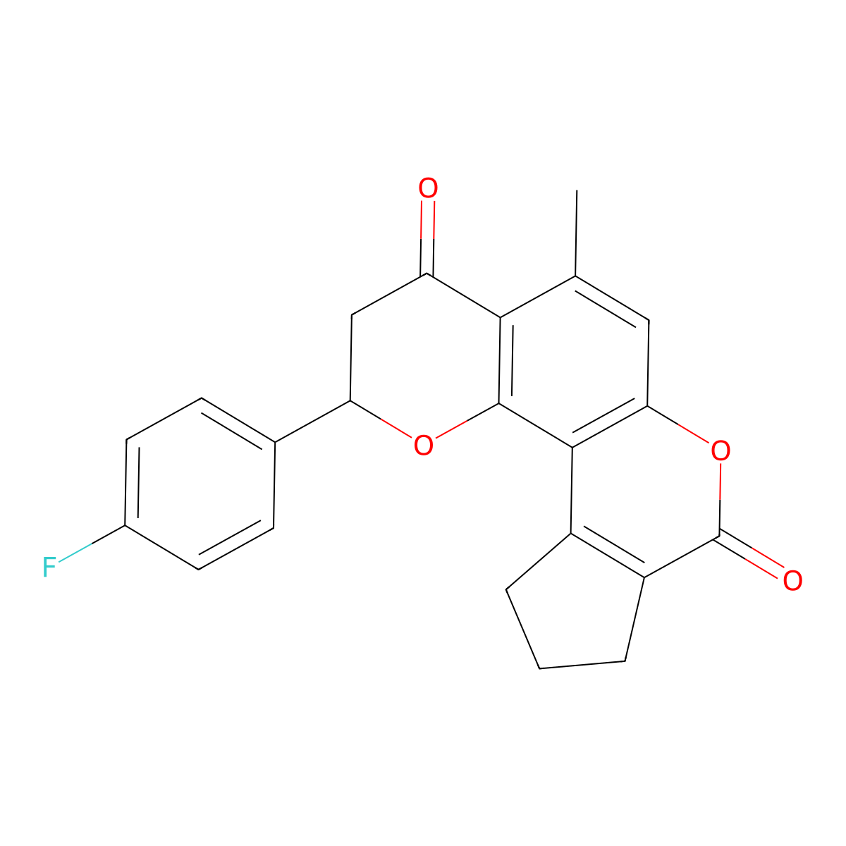 2-(4-fluorophenyl)-5-methyl-10,11-dihydro-2H-cyclopenta[c]pyrano[2,3-f]chromene-4,8(3H,9H)-dione molecular structure, CAS 1007656-29-2