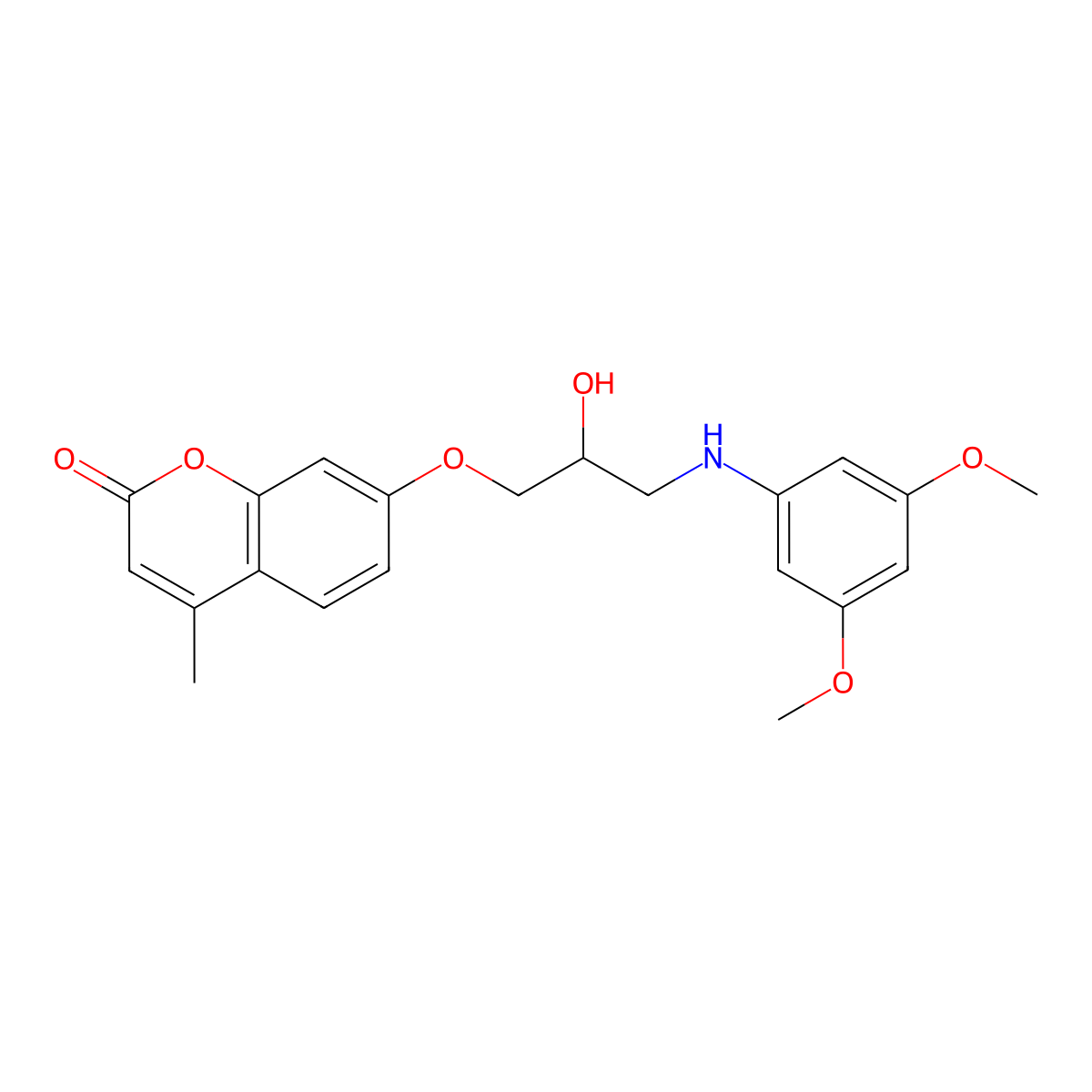 7-{3-[(3,5-dimethoxyphenyl)amino]-2-hydroxypropoxy}-4-methyl-2H-chromen-2-one molecular structure, CAS 1007656-50-9