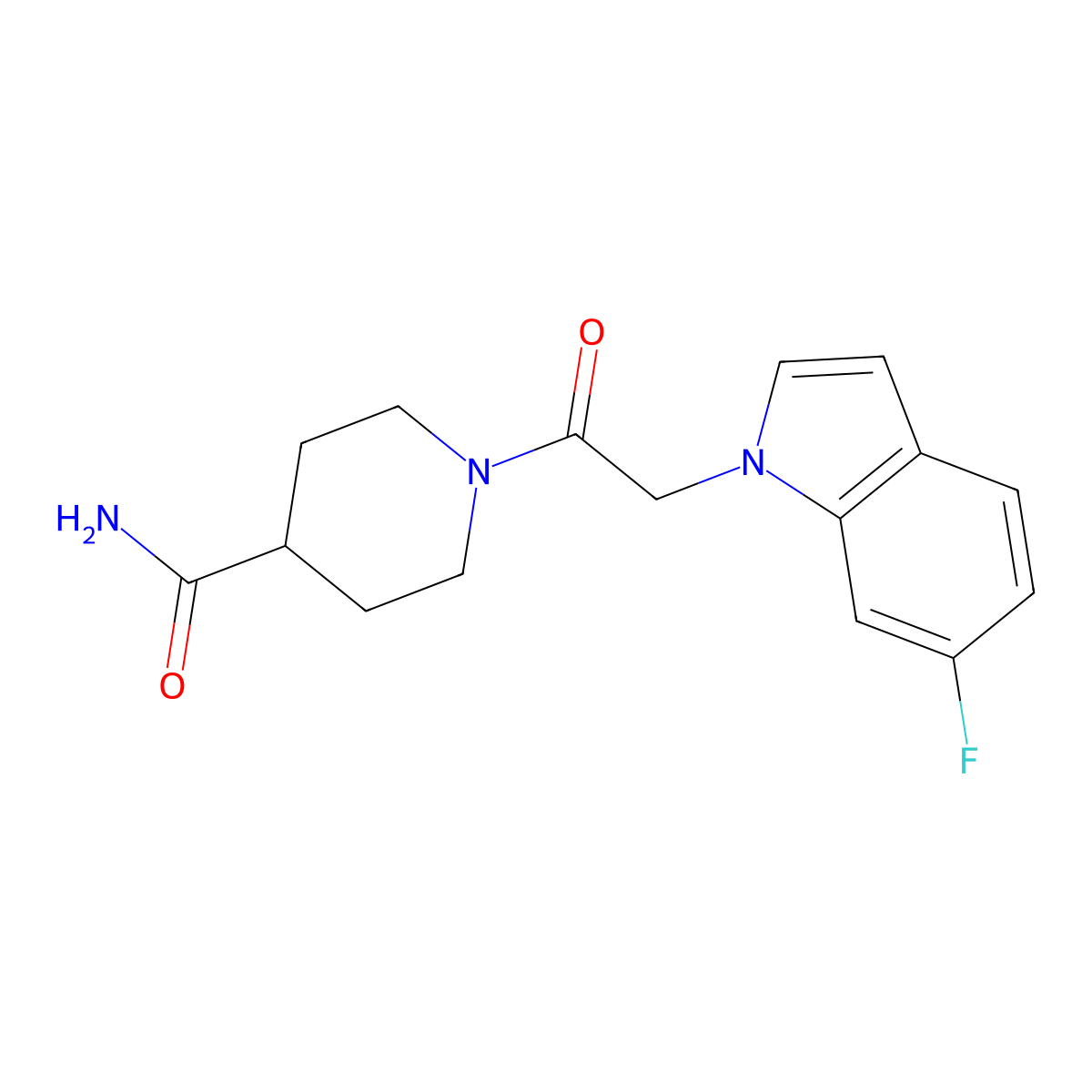 1-[(6-fluoro-1H-indol-1-yl)acetyl]piperidine-4-carboxamide molecular structure, CAS 1007656-54-3