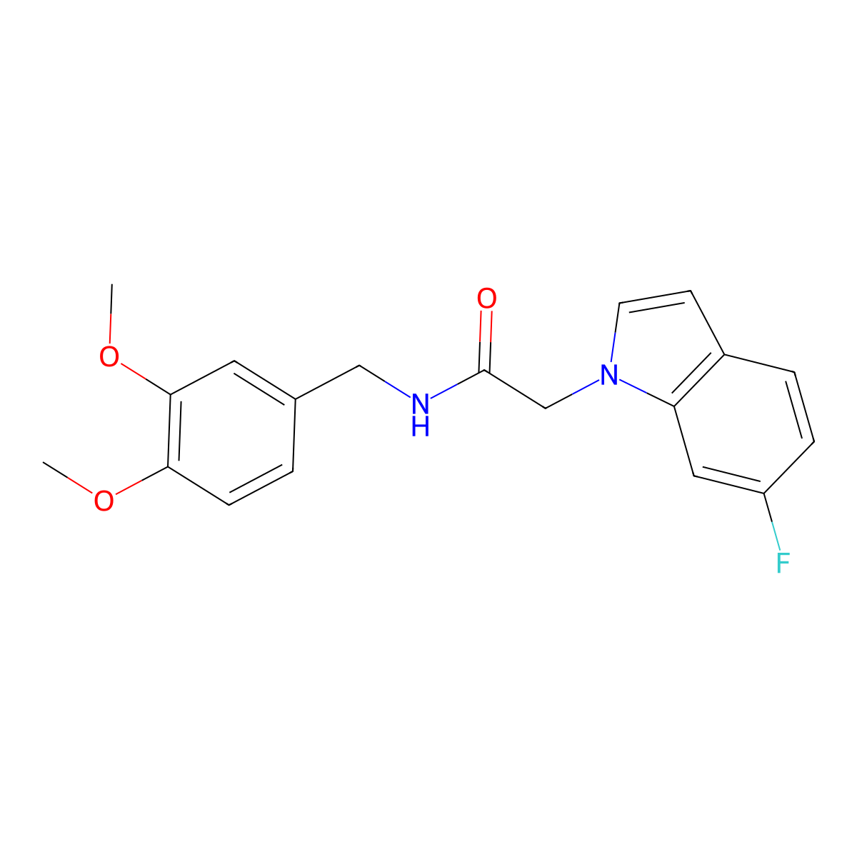 N-(3,4-dimethoxybenzyl)-2-(6-fluoro-1H-indol-1-yl)acetamide molecular structure, CAS 1007656-58-7