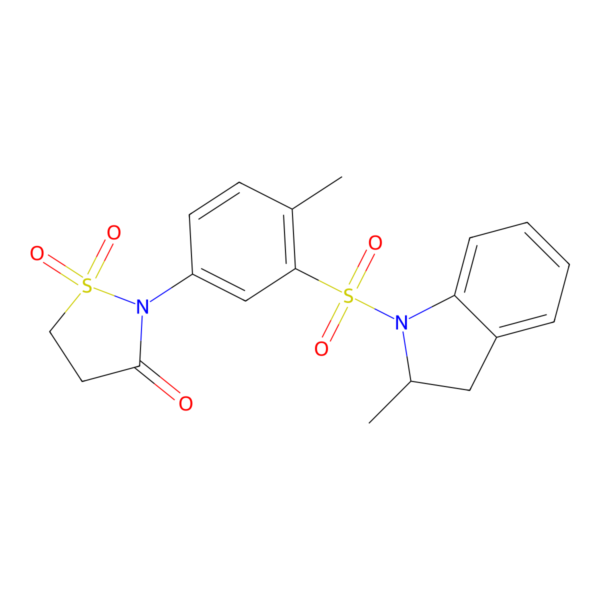 2-(4-Methyl-3-((2-methylindolin-1-yl)sulfonyl)phenyl)isothiazolidin-3-one 1,1-dioxide molecular structure, CAS 1007659-75-7