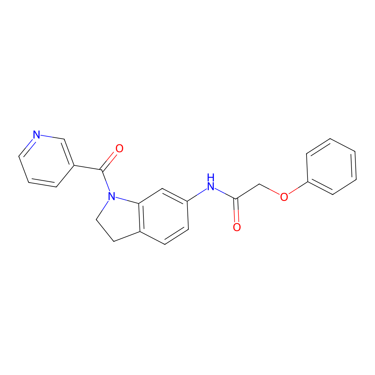 2-phenoxy-N-[1-(3-pyridinylcarbonyl)-2,3-dihydro-1H-indol-6-yl]acetamide molecular structure, CAS 1007661-19-9