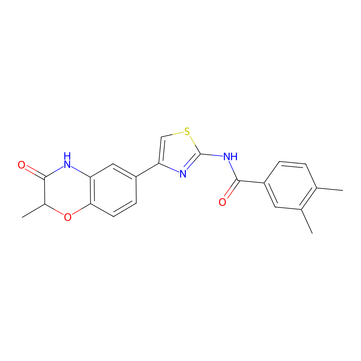 3,4-dimethyl-N-(4-(2-methyl-3-oxo-3,4-dihydro-2H-benzo[b][1,4]oxazin-6-yl)thiazol-2-yl)benzamide molecular structure, CAS 1007678-31-0