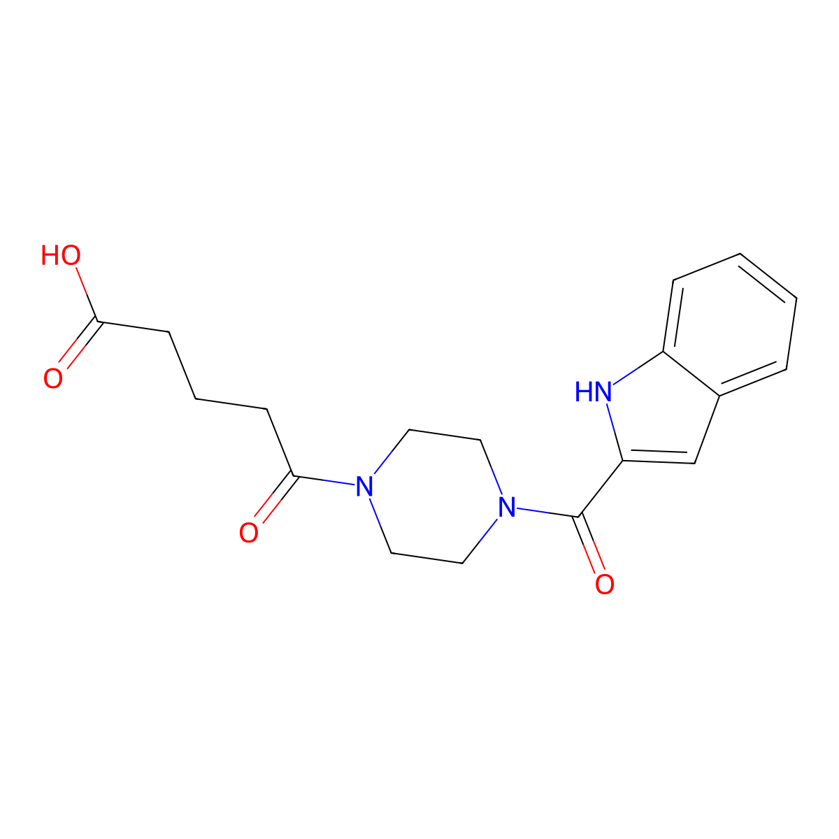 5-[4-(1H-indole-2-carbonyl)piperazin-1-yl]-5-oxopentanoic acid molecular structure, CAS 1007679-41-5