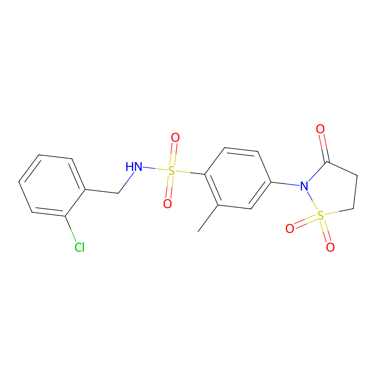 N-[(2-chlorophenyl)methyl]-2-methyl-4-(1,1,3-trioxo-1lambda6,2-thiazolidin-2-yl)benzene-1-sulfonamide molecular structure, CAS 1007680-33-2