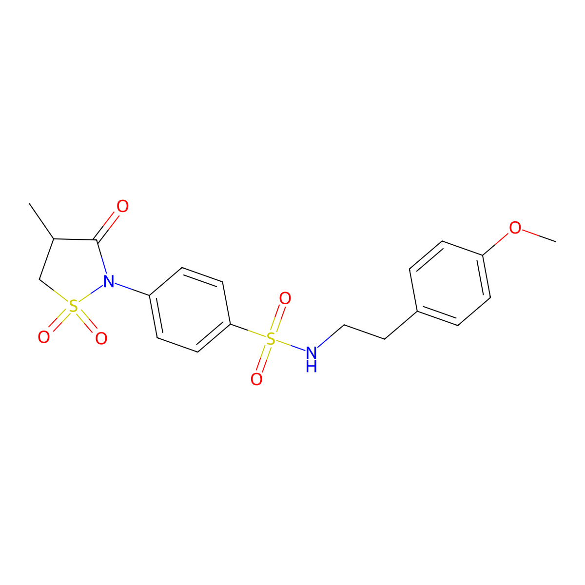 N-(4-methoxyphenethyl)-4-(4-methyl-1,1-dioxido-3-oxoisothiazolidin-2-yl)benzenesulfonamide molecular structure, CAS 1007680-98-9