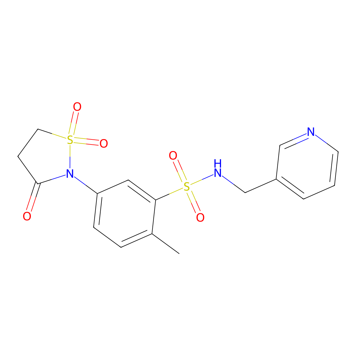 5-(1,1-dioxido-3-oxoisothiazolidin-2-yl)-2-methyl-N-(pyridin-3-ylmethyl)benzenesulfonamide molecular structure, CAS 1007681-95-9