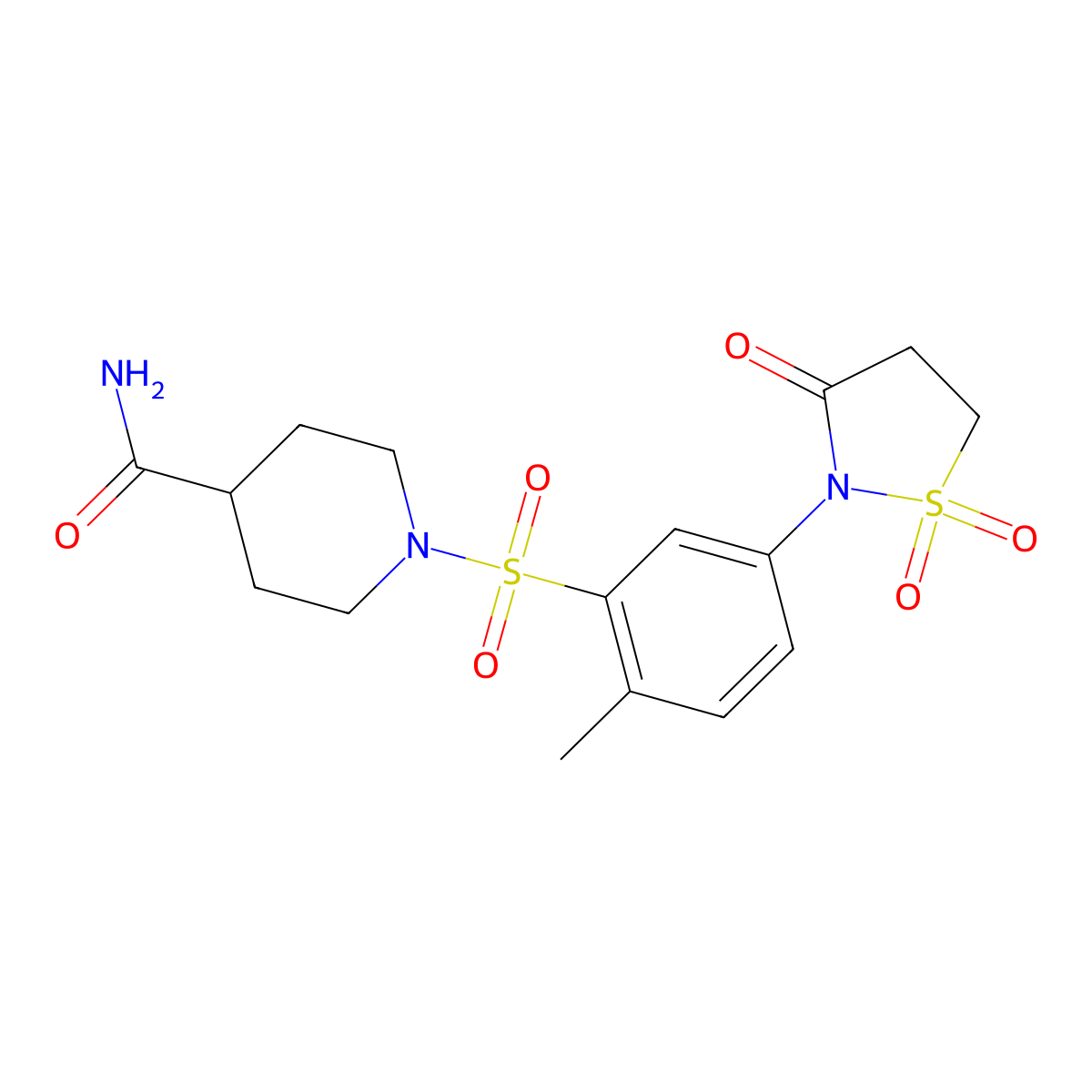 1-((5-(1,1-Dioxido-3-oxoisothiazolidin-2-yl)-2-methylphenyl)sulfonyl)piperidine-4-carboxamide molecular structure, CAS 1007682-14-5