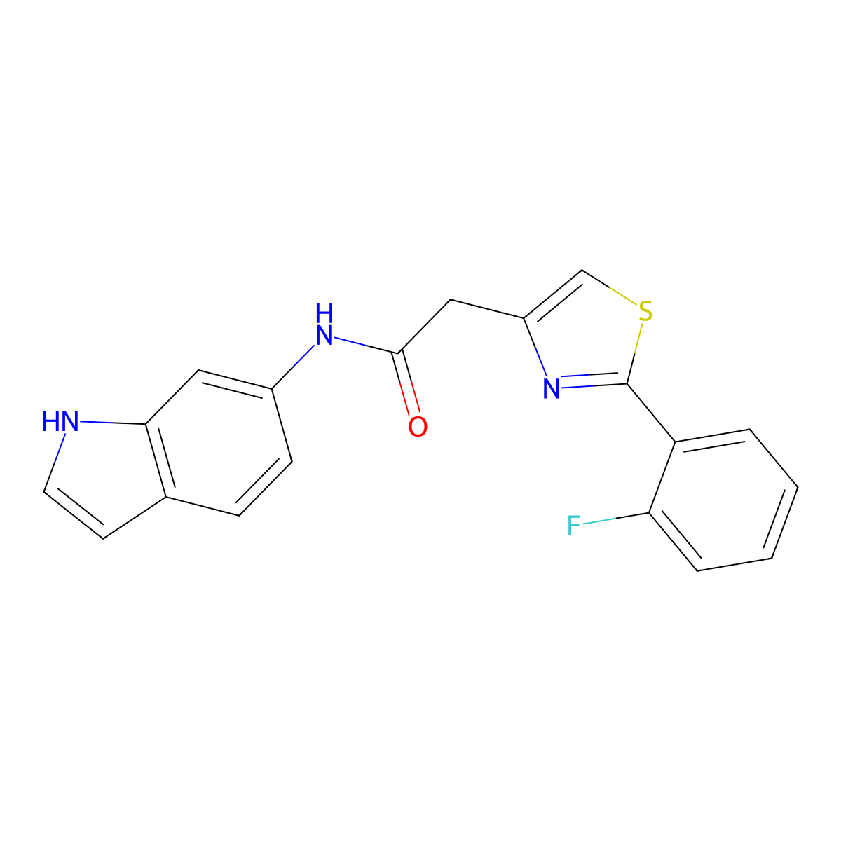 2-[2-(2-fluorophenyl)-1,3-thiazol-4-yl]-N-(1H-indol-6-yl)acetamide molecular structure, CAS 1007683-52-4