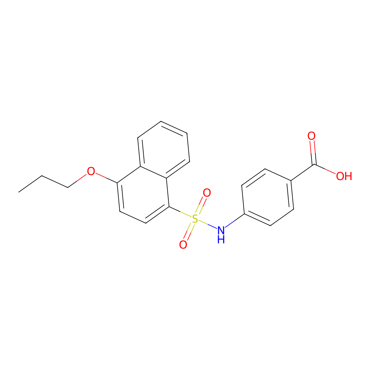 4-{[(4-Propoxynaphthyl)sulfonyl]amino}benzoic acid molecular structure, CAS 1007688-15-4