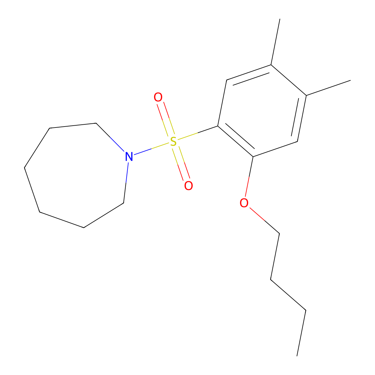 1-(2-Butoxy-4,5-dimethylbenzenesulfonyl)azepane molecular structure, CAS 1007688-51-8