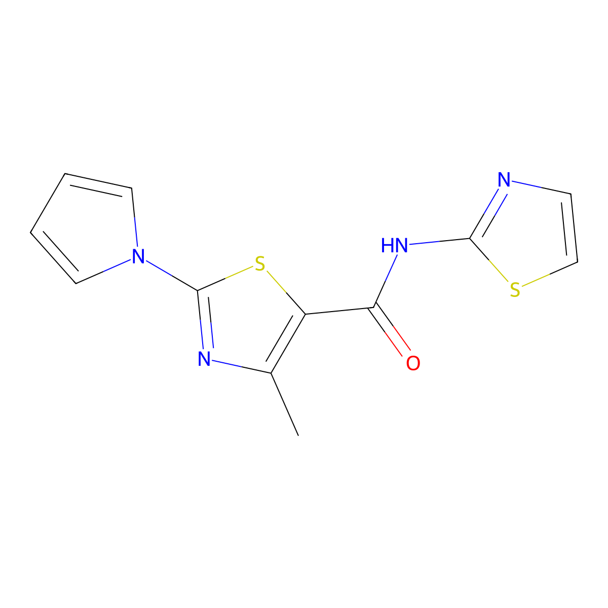 4-methyl-2-(1H-pyrrol-1-yl)-N-(1,3-thiazol-2-yl)-1,3-thiazole-5-carboxamide molecular structure, CAS 1007692-81-0
