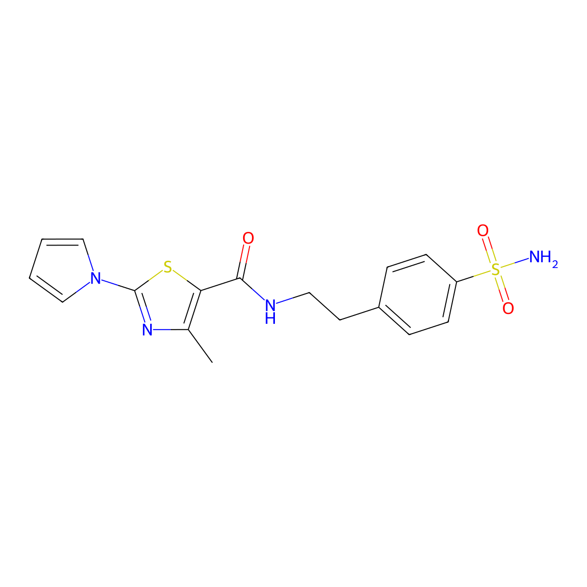 4-methyl-2-(1H-pyrrol-1-yl)-N-(4-sulfamoylphenethyl)thiazole-5-carboxamide molecular structure, CAS 1007692-86-5