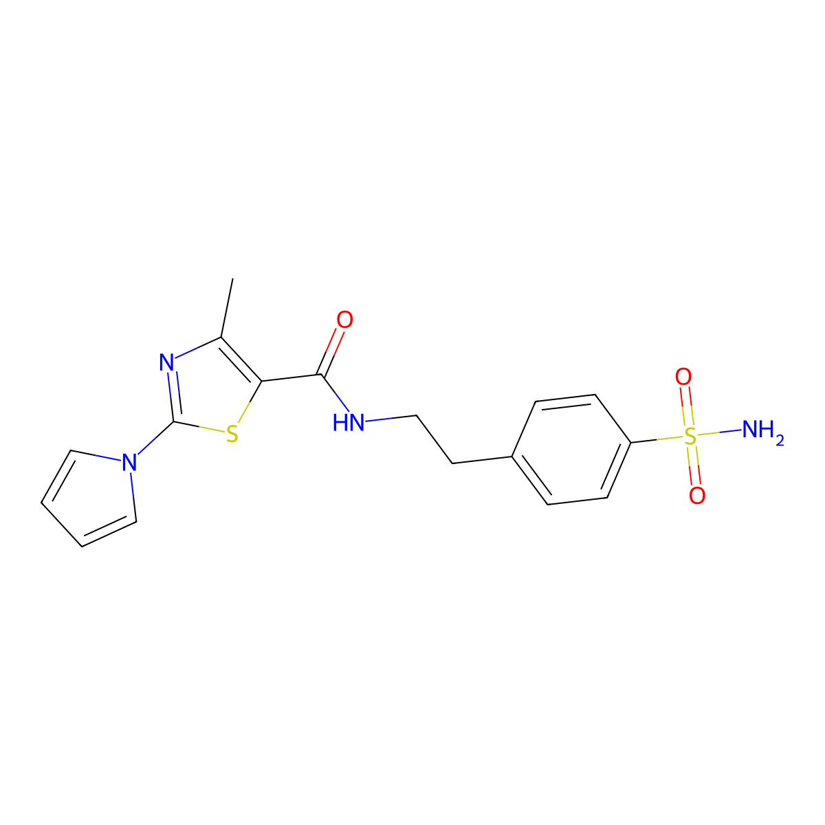 4-methyl-2-(1H-pyrrol-1-yl)-N-(4-sulfamoylphenethyl)thiazole-5-carboxamide molecular structure, CAS 1007692-86-5