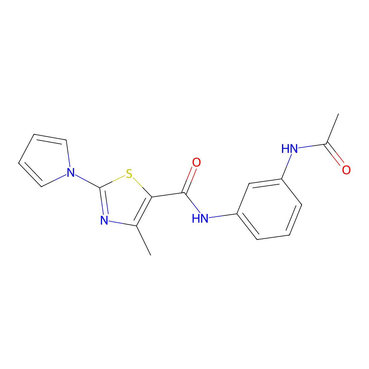 N-[3-(acetylamino)phenyl]-4-methyl-2-(1H-pyrrol-1-yl)-1,3-thiazole-5-carboxamide molecular structure, CAS 1007693-36-8