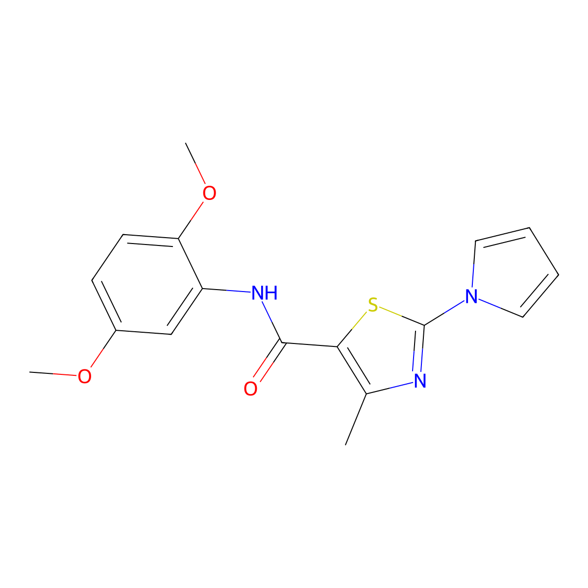 N-(2,5-dimethoxyphenyl)-4-methyl-2-(1H-pyrrol-1-yl)-1,3-thiazole-5-carboxamide molecular structure, CAS 1007693-41-5