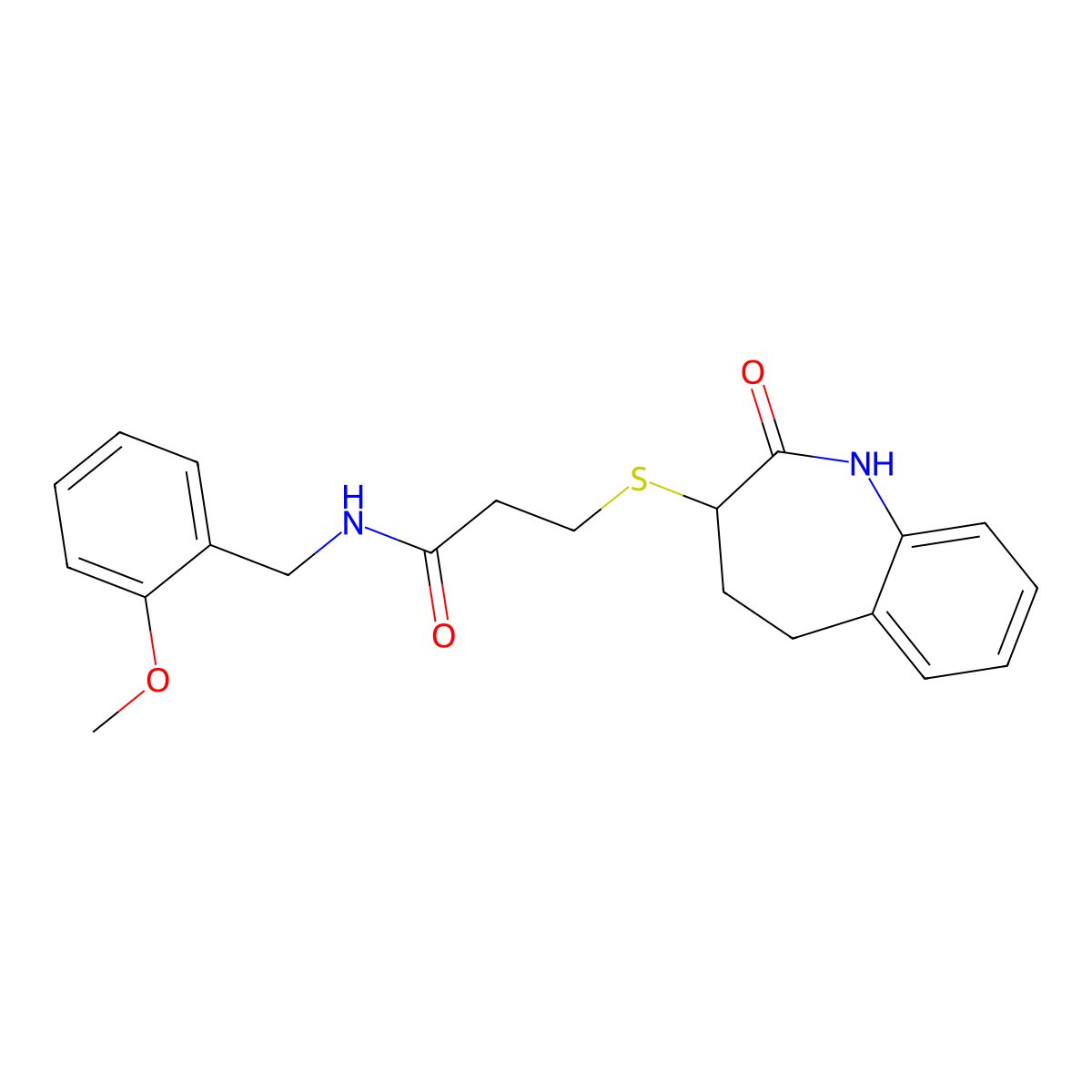 3-[(2-hydroxy-4,5-dihydro-3H-1-benzazepin-3-yl)sulfanyl]-N-(2-methoxybenzyl)propanamide molecular structure, CAS 1007693-80-2
