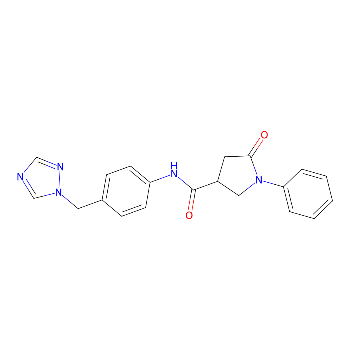 5-oxo-1-phenyl-N-[4-(1H-1,2,4-triazol-1-ylmethyl)phenyl]pyrrolidine-3-carboxamide molecular structure, CAS 1007693-88-0