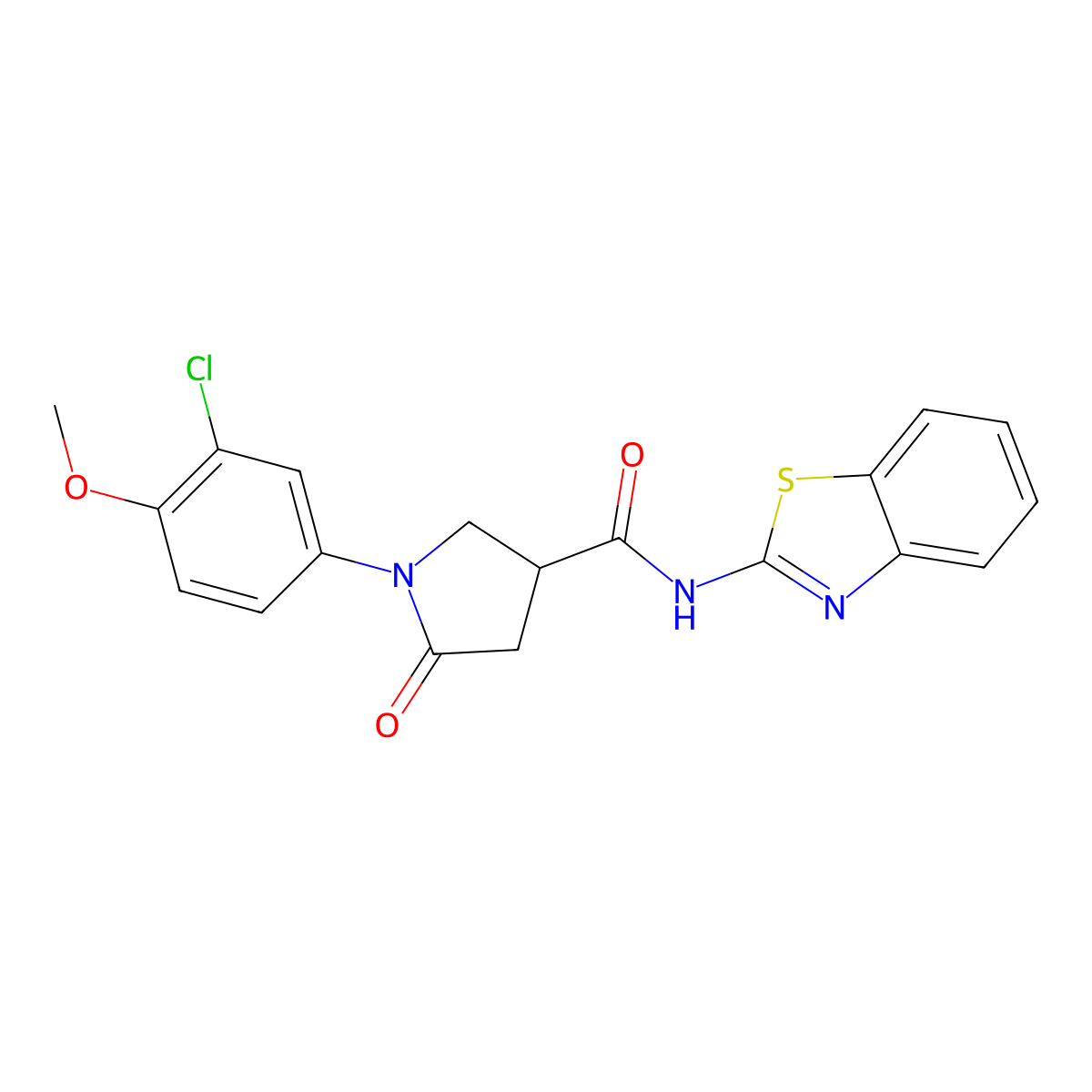 N-[(2E)-1,3-benzothiazol-2(3H)-ylidene]-1-(3-chloro-4-methoxyphenyl)-5-oxopyrrolidine-3-carboxamide molecular structure, CAS 1007694-04-3