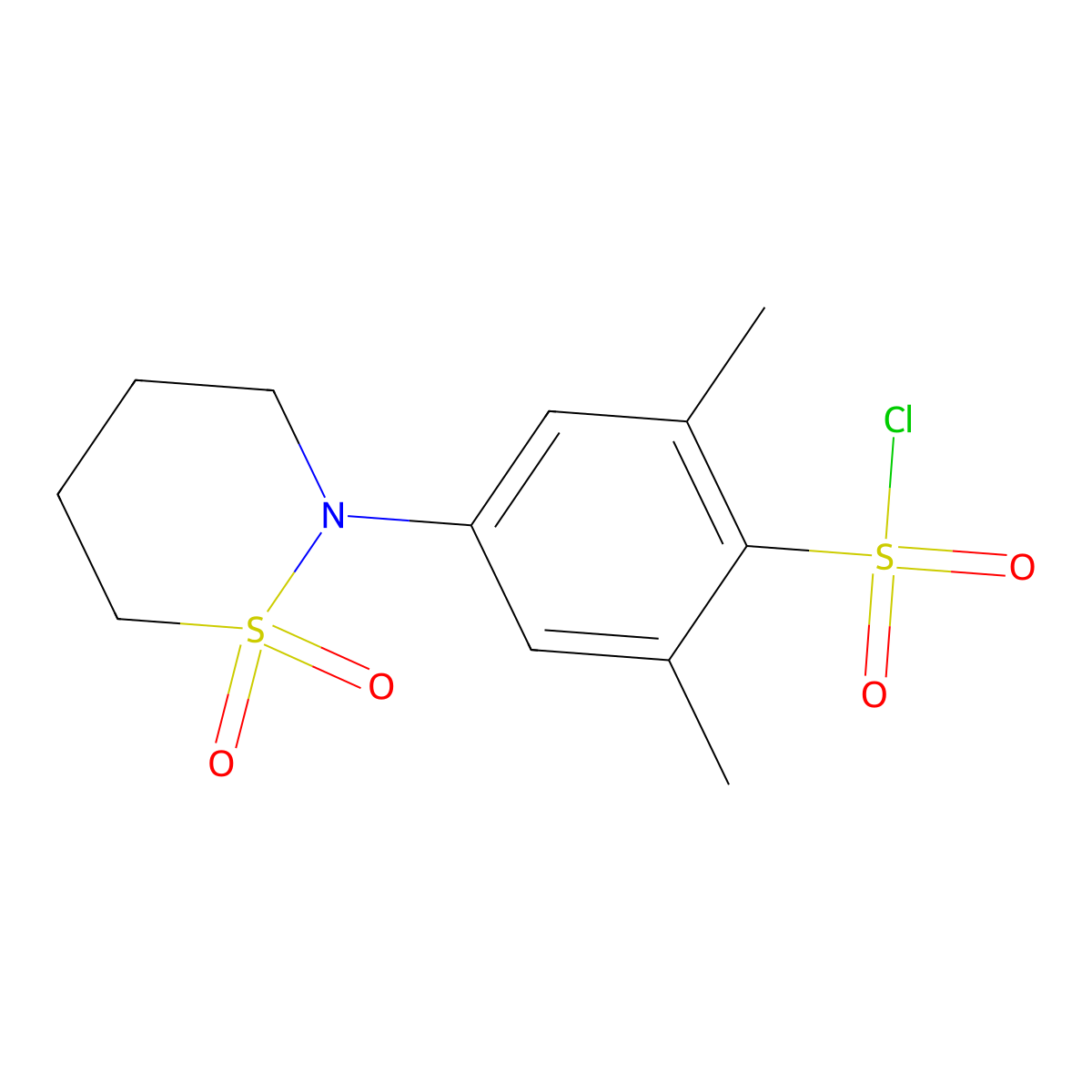 4-(1,1-Dioxo-1$l^{6},2-thiazinan-2-yl)-2,6-dimethylbenzene-1-sulfonyl chloride molecular structure, CAS 1007694-08-7