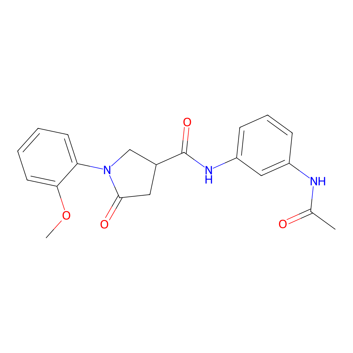 N-[3-(acetylamino)phenyl]-1-(2-methoxyphenyl)-5-oxopyrrolidine-3-carboxamide molecular structure, CAS 1007694-09-8