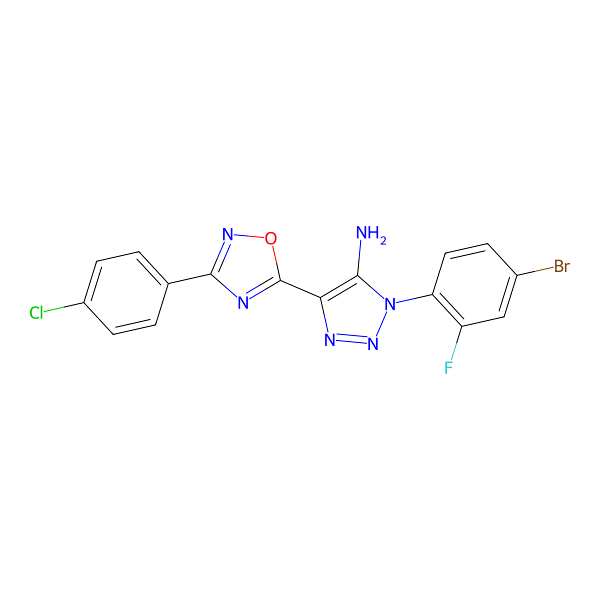 1-(4-bromo-2-fluorophenyl)-4-[3-(4-chlorophenyl)-1,2,4-oxadiazol-5-yl]-1H-1,2,3-triazol-5-amine molecular structure, CAS 1007694-33-8