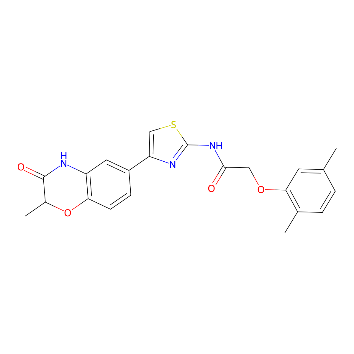 2-(2,5-dimethylphenoxy)-N-(4-(2-methyl-3-oxo-3,4-dihydro-2H-benzo[b][1,4]oxazin-6-yl)thiazol-2-yl)acetamide molecular structure, CAS 1007695-25-1