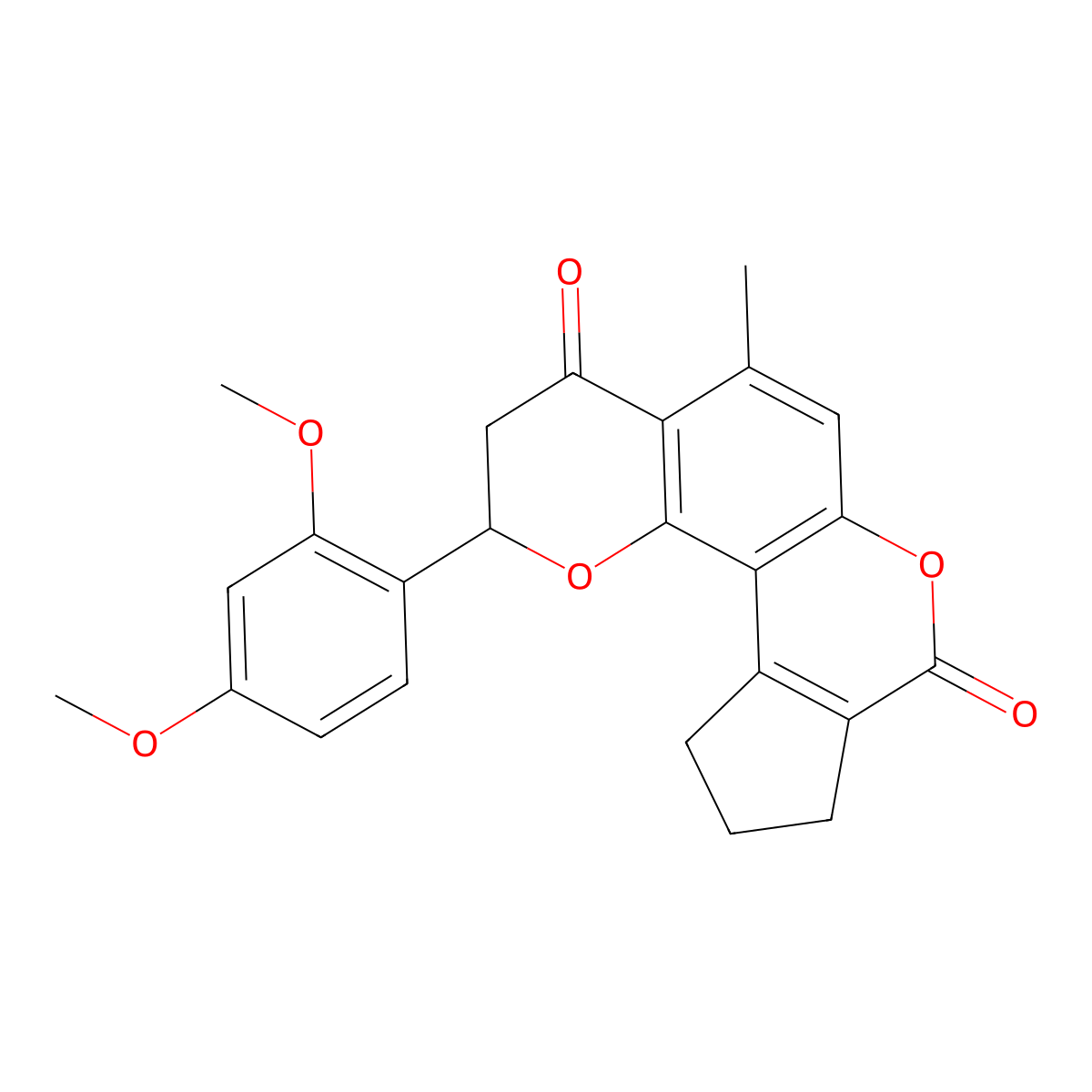 2-(2,4-dimethoxyphenyl)-5-methyl-10,11-dihydro-2H-cyclopenta[c]pyrano[2,3-f]chromene-4,8(3H,9H)-dione molecular structure, CAS 1007695-97-7