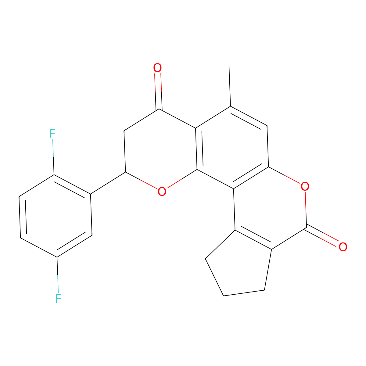 2-(2,5-difluorophenyl)-5-methyl-10,11-dihydro-2H-cyclopenta[c]pyrano[2,3-f]chromene-4,8(3H,9H)-dione molecular structure, CAS 1007696-02-7