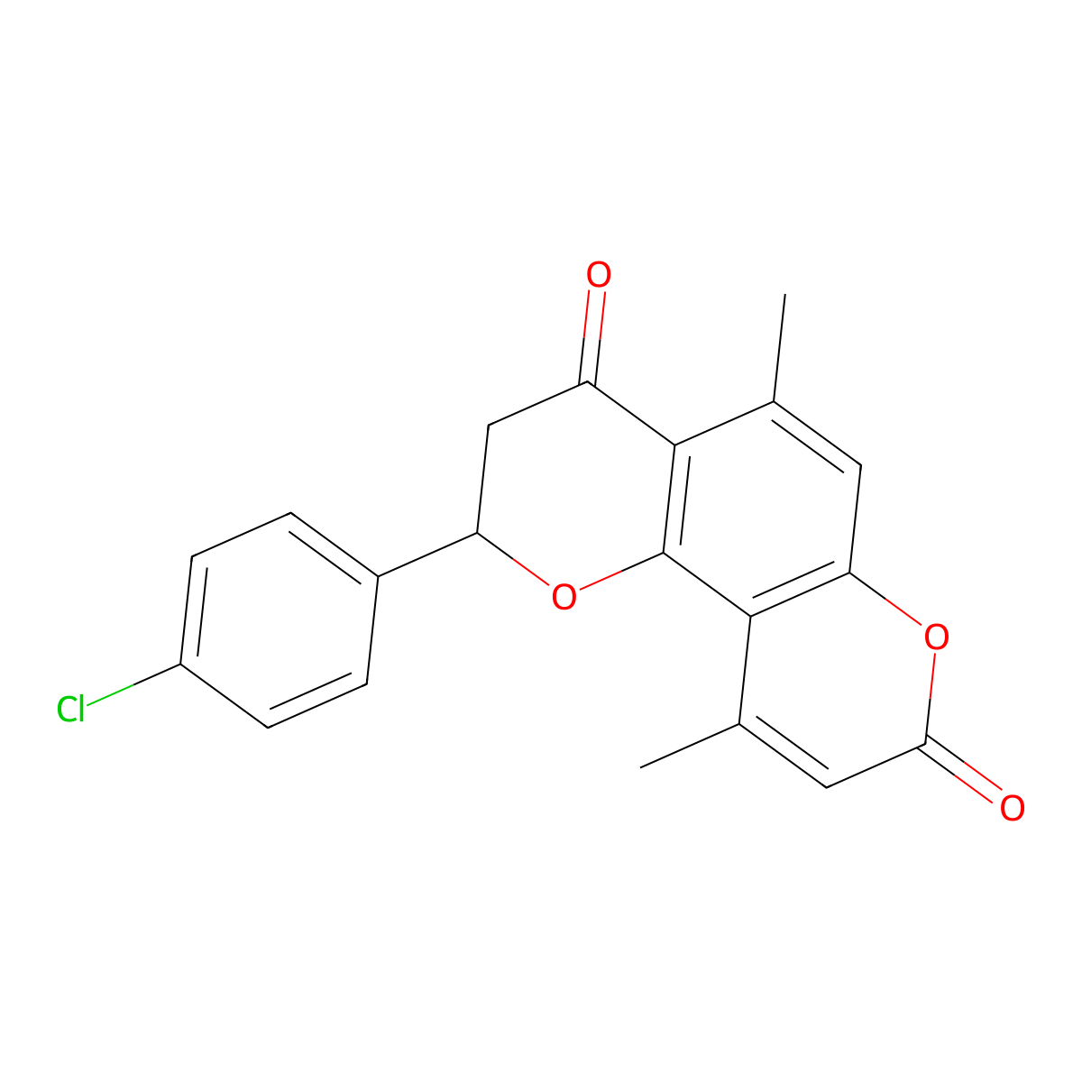 2-(4-chlorophenyl)-5,10-dimethyl-2,3-dihydro-4H,8H-pyrano[2,3-f]chromene-4,8-dione molecular structure, CAS 1007696-07-2