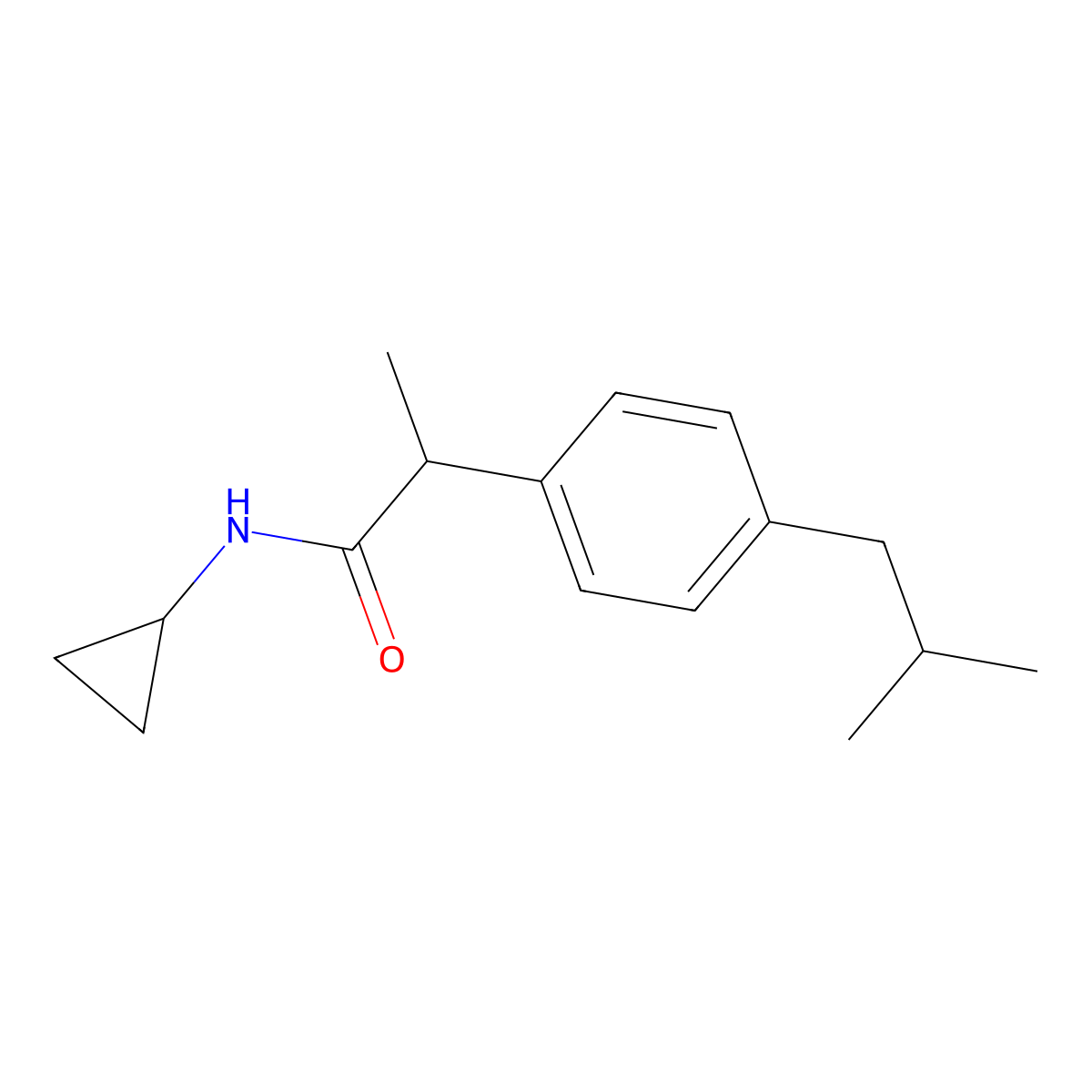 N-cyclopropyl-2-(4-isobutylphenyl)propanamide molecular structure, CAS 1007698-76-1