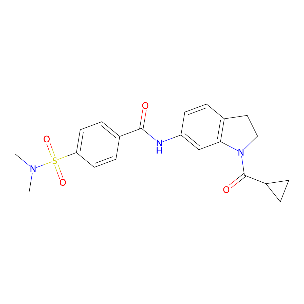N-(1-(cyclopropanecarbonyl)indolin-6-yl)-4-(N,N-dimethylsulfamoyl)benzamide molecular structure, CAS 1007699-85-5