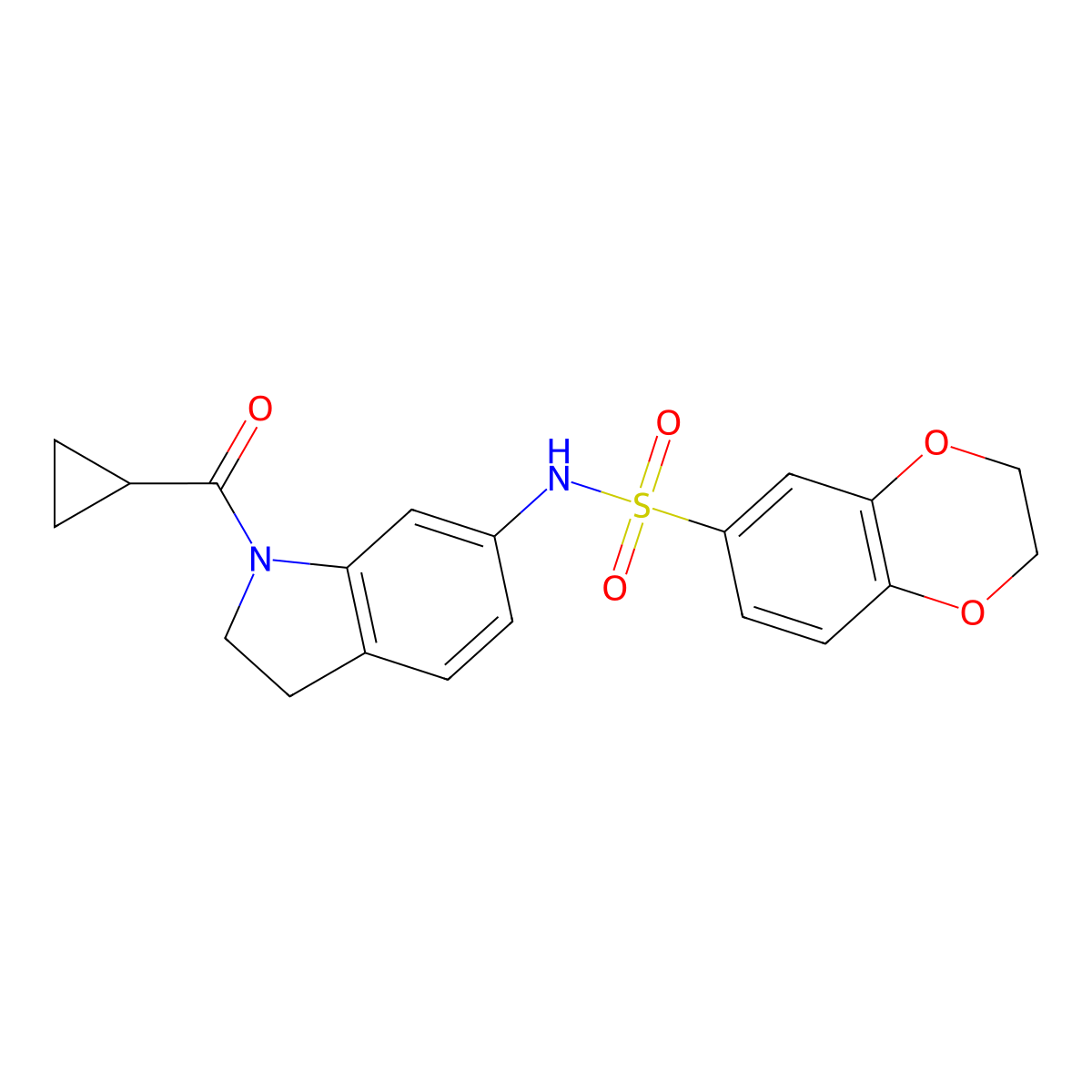N-[1-(cyclopropylcarbonyl)-2,3-dihydro-1H-indol-6-yl]-2,3-dihydro-1,4-benzodioxine-6-sulfonamide molecular structure, CAS 1007699-90-2