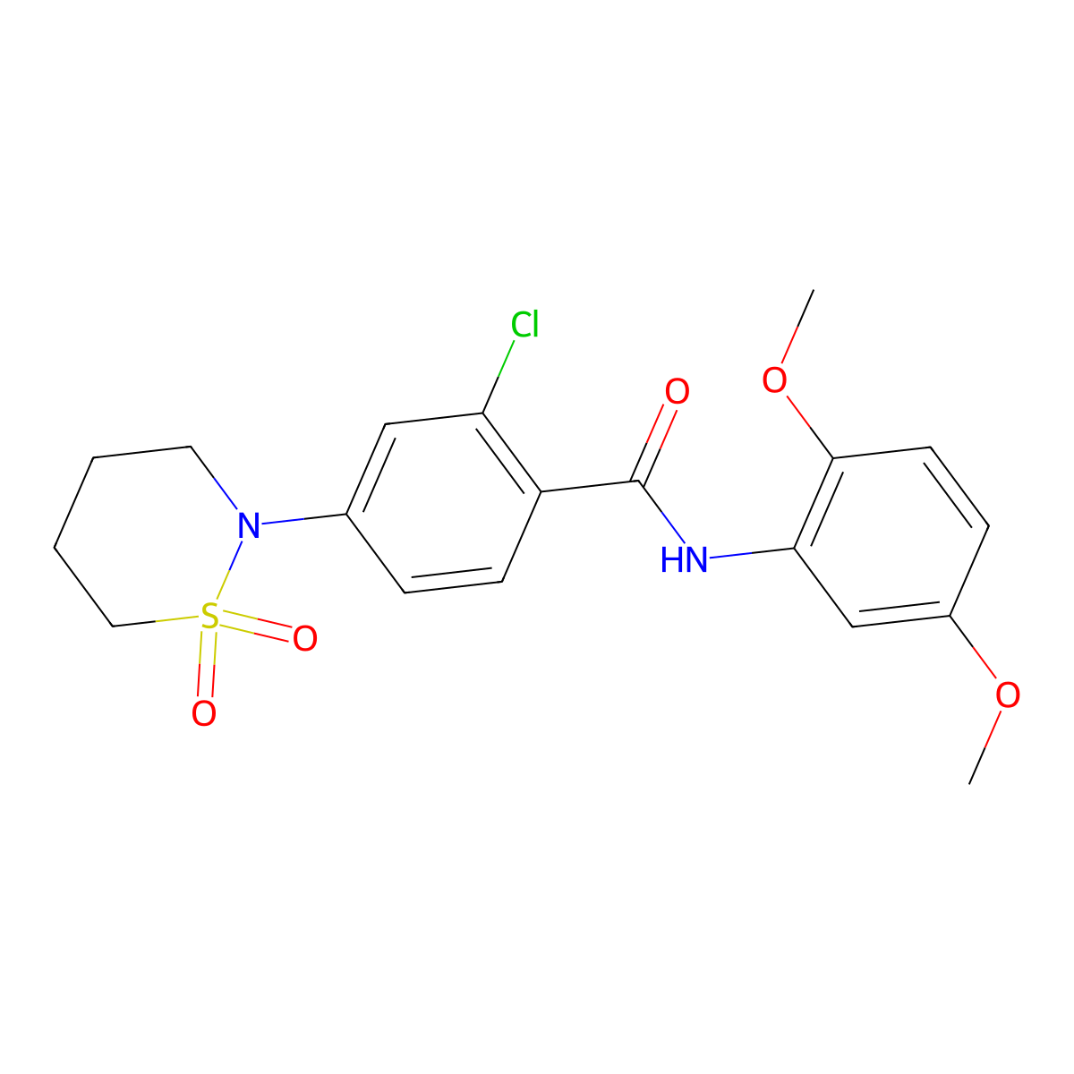 2-chloro-N-(2,5-dimethoxyphenyl)-4-(1,1-dioxido-1,2-thiazinan-2-yl)benzamide molecular structure, CAS 1007700-25-5