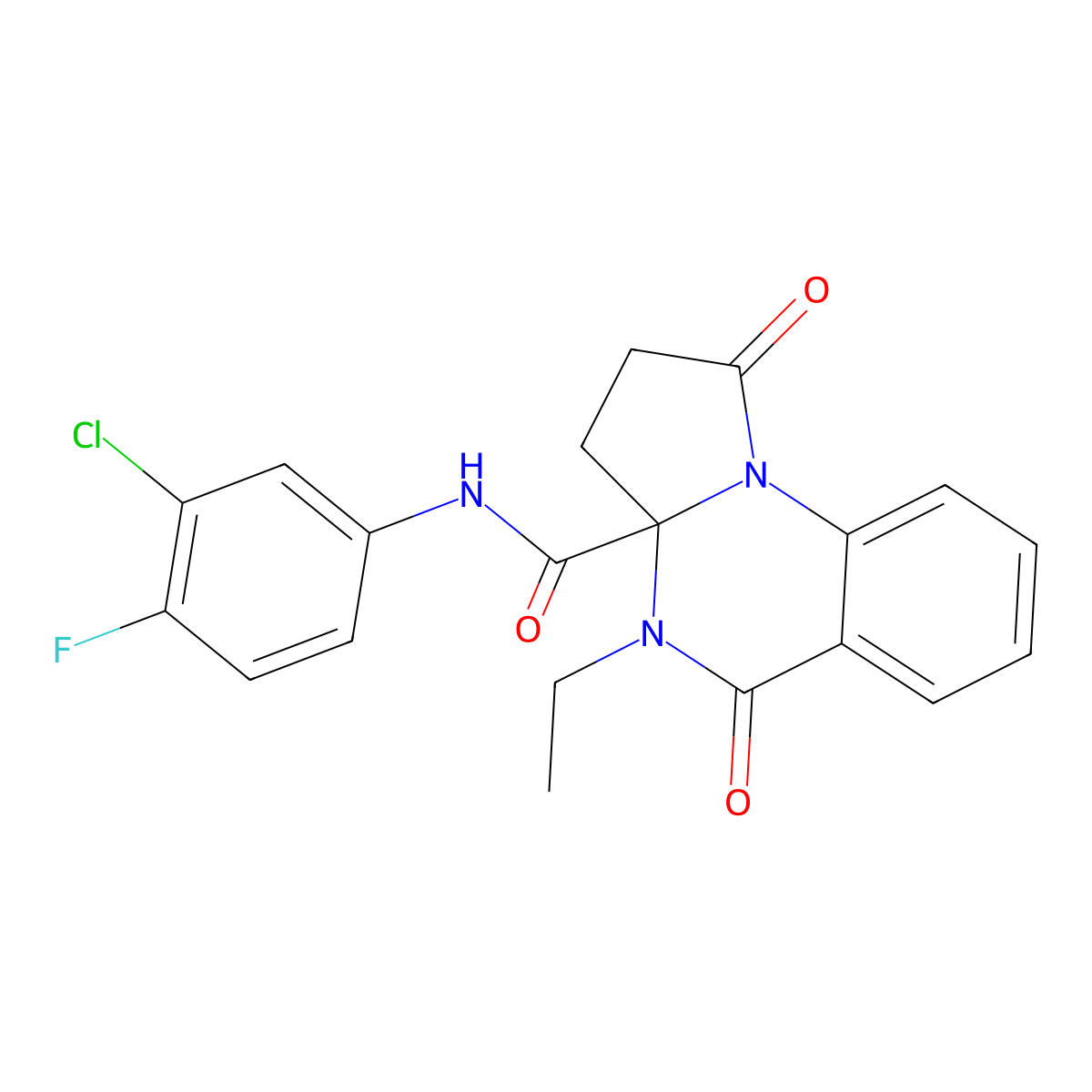 N-(3-chloro-4-fluorophenyl)-4-ethyl-1,5-dioxo-2,3,4,5-tetrahydropyrrolo[1,2-a]quinazoline-3a(1H)-carboxamide molecular structure, CAS 1007709-78-5