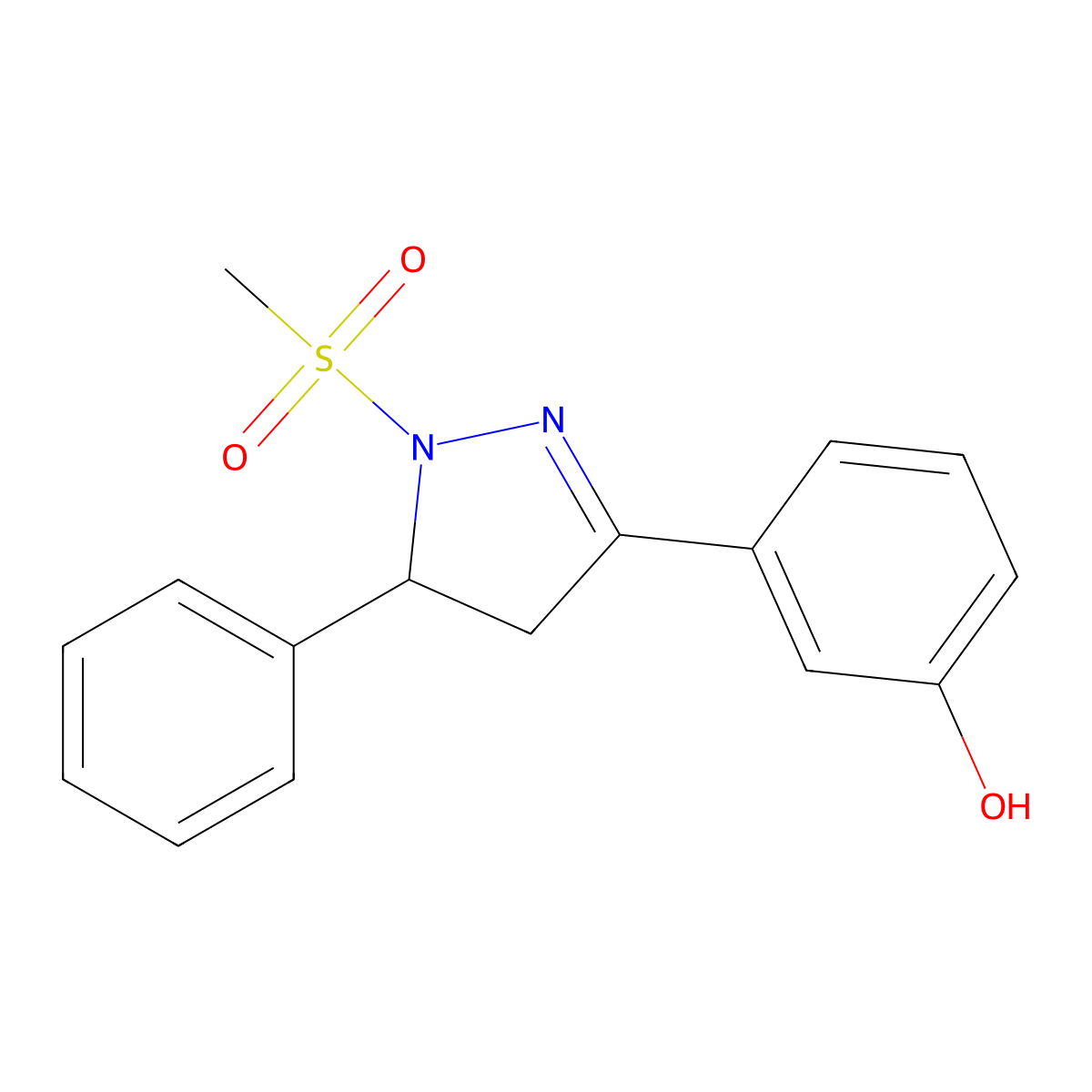 3-(1-methanesulfonyl-5-phenyl-4,5-dihydro-1H-pyrazol-3-yl)phenol molecular structure, CAS 1007719-04-1
