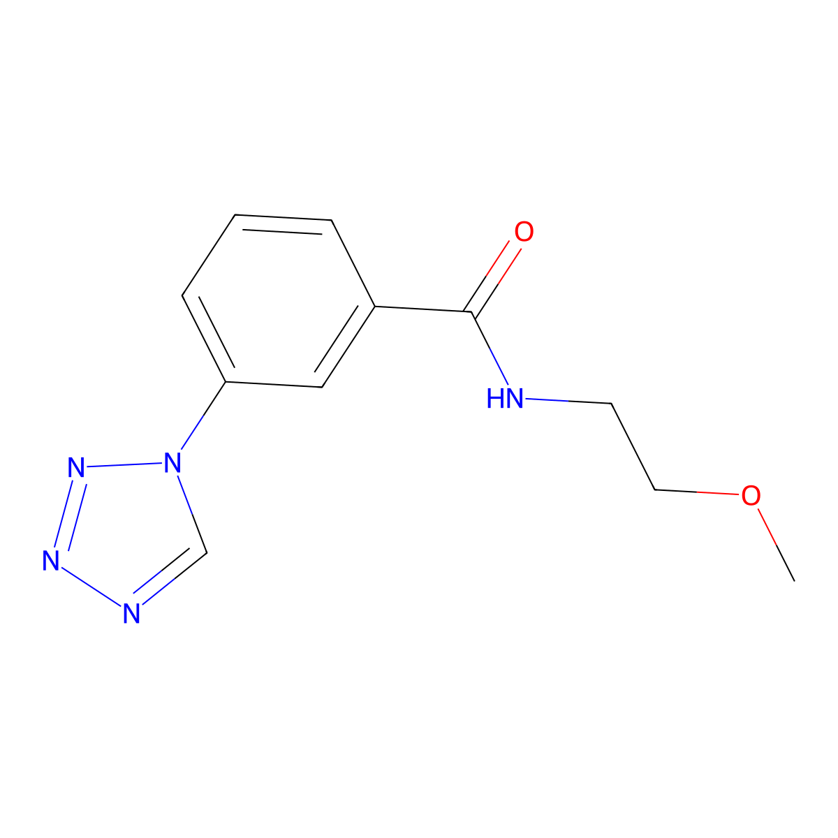 N-(2-methoxyethyl)-3-(1H-tetrazol-1-yl)benzamide molecular structure, CAS 1007720-20-8