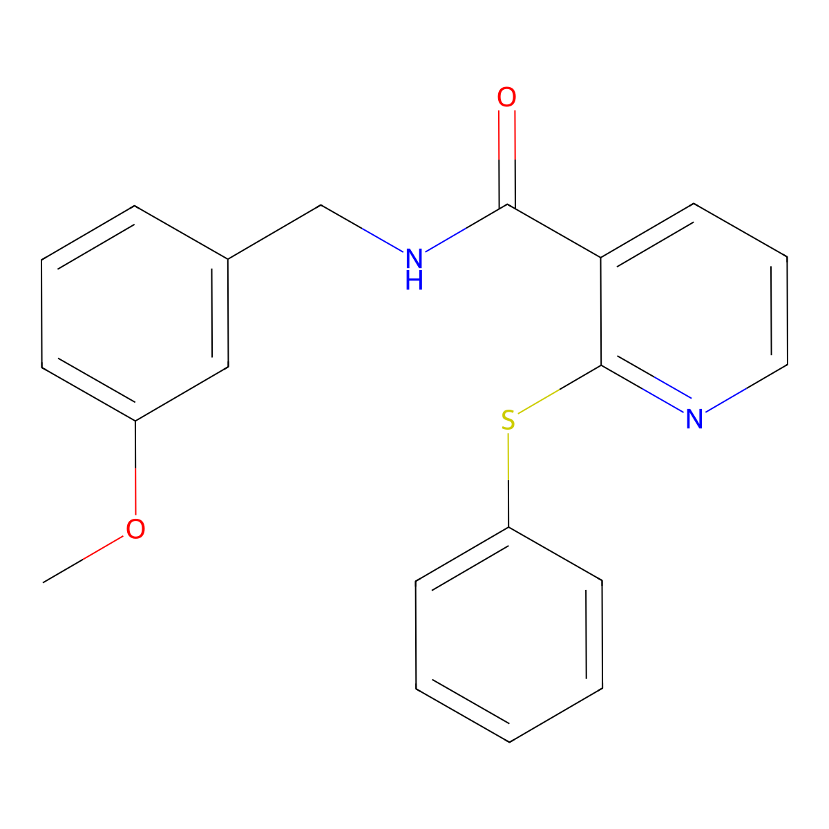 N-[(3-methoxyphenyl)methyl]-2-phenylsulfanylpyridine-3-carboxamide molecular structure, CAS 1007722-49-7