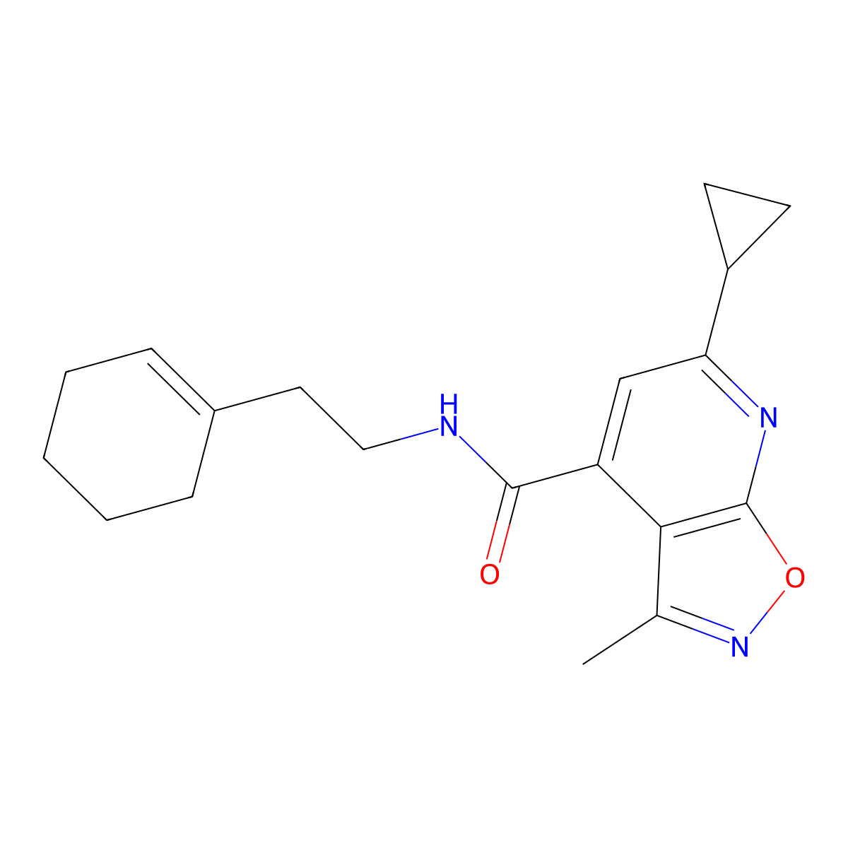 N-[2-(1-cyclohexen-1-yl)ethyl]-6-cyclopropyl-3-methylisoxazolo[5,4-b]pyridine-4-carboxamide molecular structure, CAS 1007737-43-0