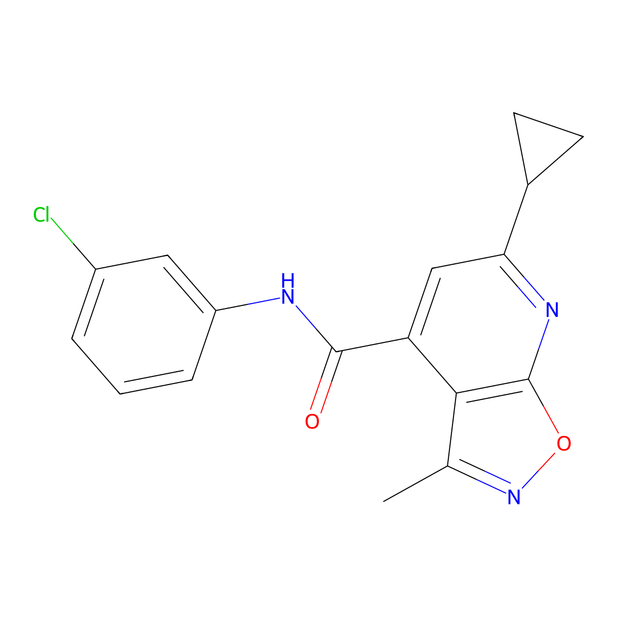 N-(3-chlorophenyl)-6-cyclopropyl-3-methyl[1,2]oxazolo[5,4-b]pyridine-4-carboxamide molecular structure, CAS 1007748-16-4