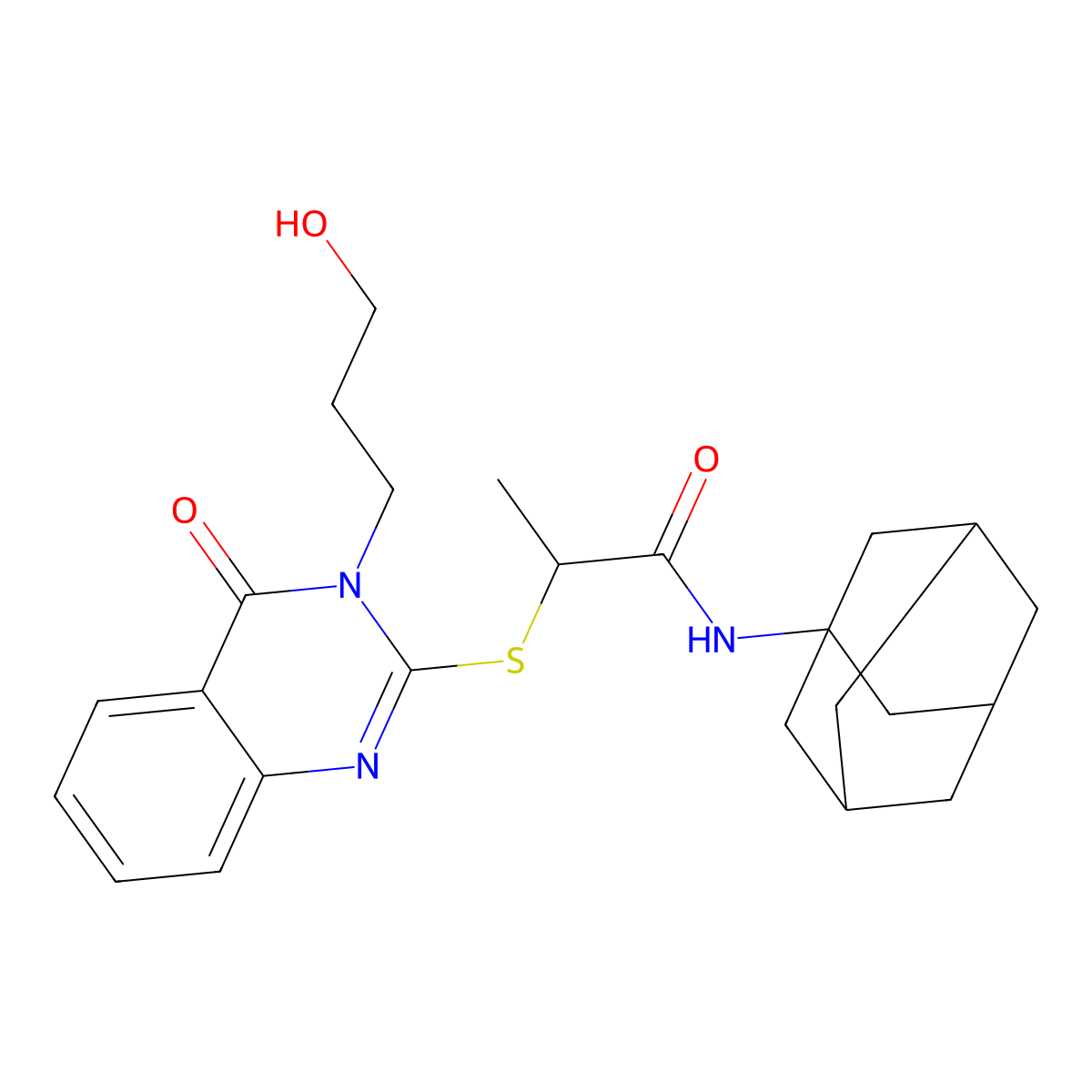N-(adamantan-1-yl)-2-((3-(3-hydroxypropyl)-4-oxo-3,4-dihydroquinazolin-2-yl)sulfanyl)propanamide molecular structure, CAS 1007763-39-4