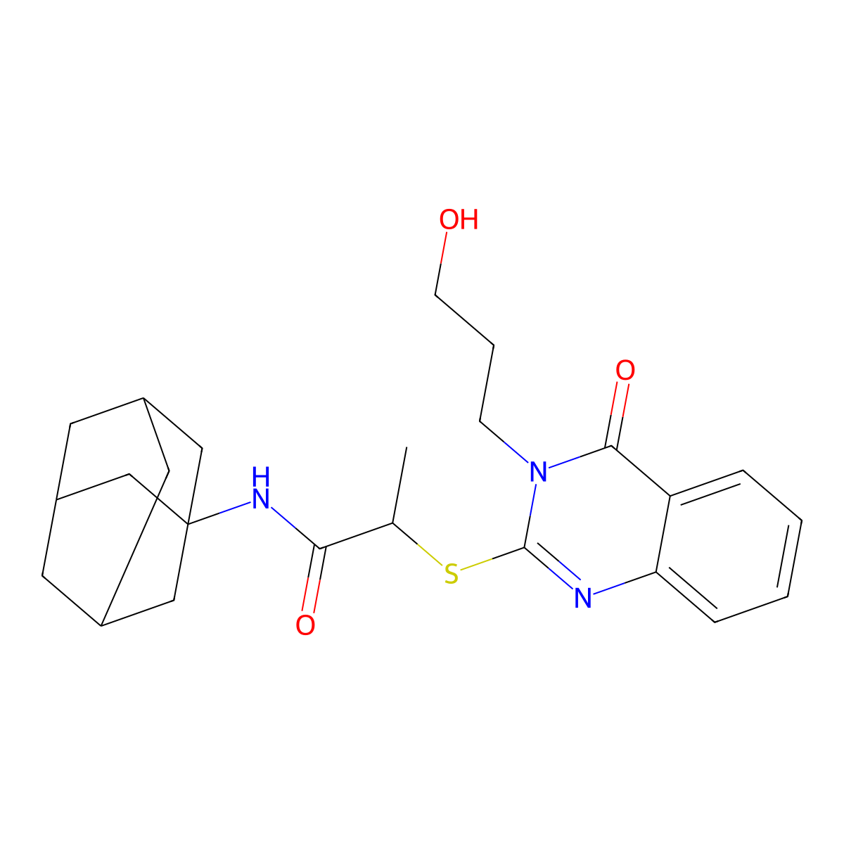 N-(adamantan-1-yl)-2-((3-(3-hydroxypropyl)-4-oxo-3,4-dihydroquinazolin-2-yl)sulfanyl)propanamide molecular structure, CAS 1007763-39-4